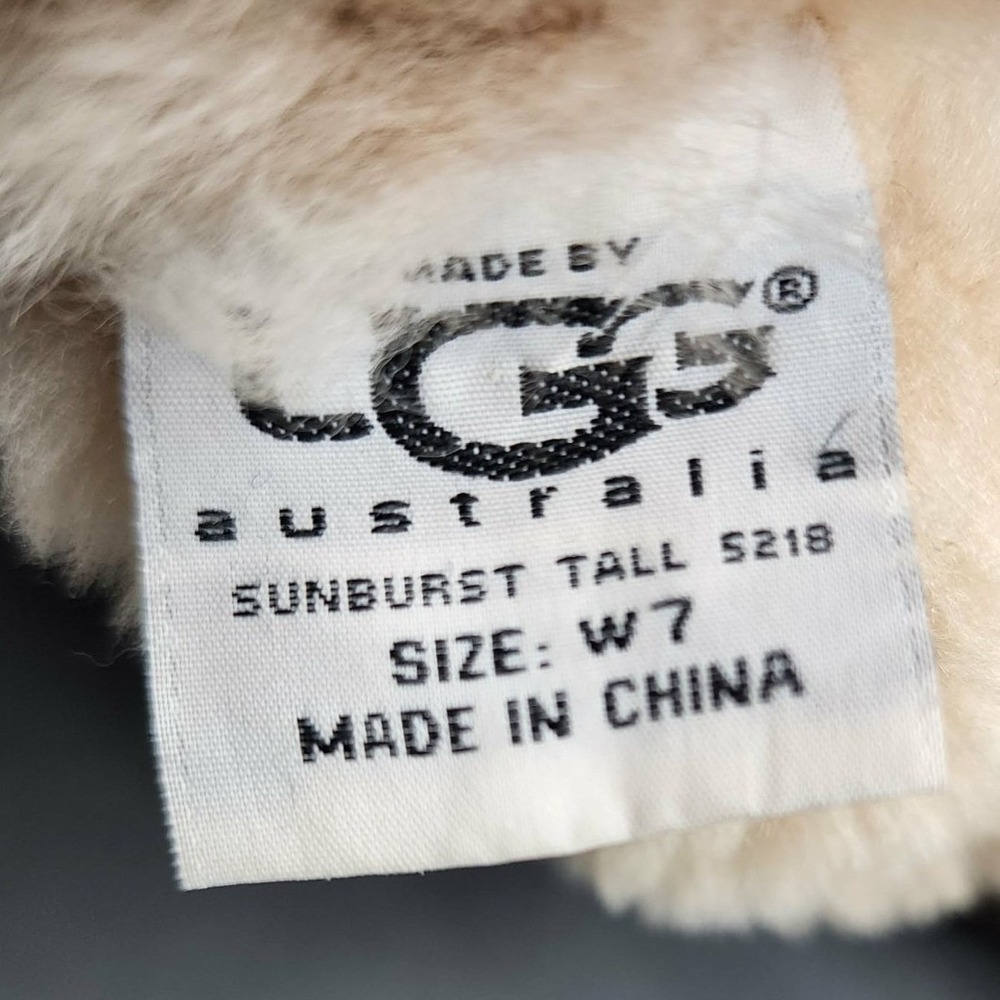 UGG Sunburst Tall Chestnut Suede Sheepskin Fur Winter Boots 5218 Womens 7 - Picture 7 of 8